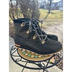 Sorel‎ Ainsley Conquest Black Leather Suede Waterproof Boots NL2775-010 Womens 6